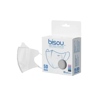 Khẩu Trang 5D Mask Bisou Cao Cấp Trắng Hộp 10 Cái